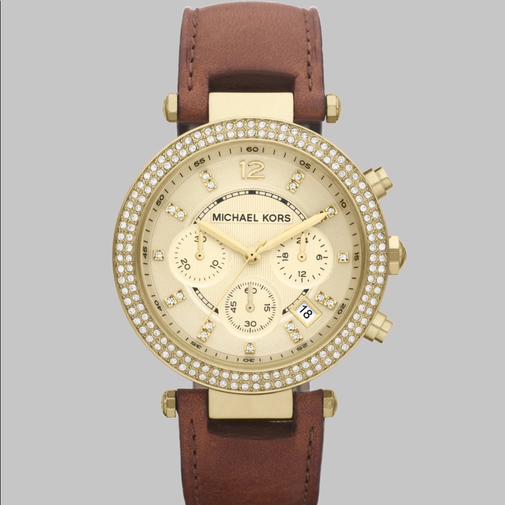 Michael Kors Parker Gold-Tone Leather Watch